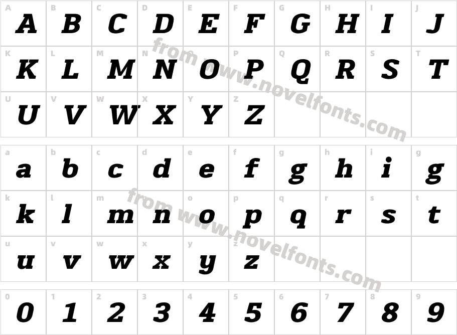 Martini Black ItalicCharacter Map