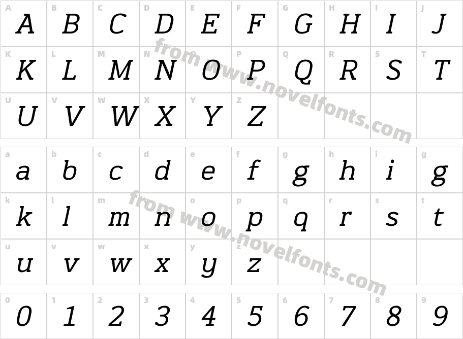Martini ItalicCharacter Map