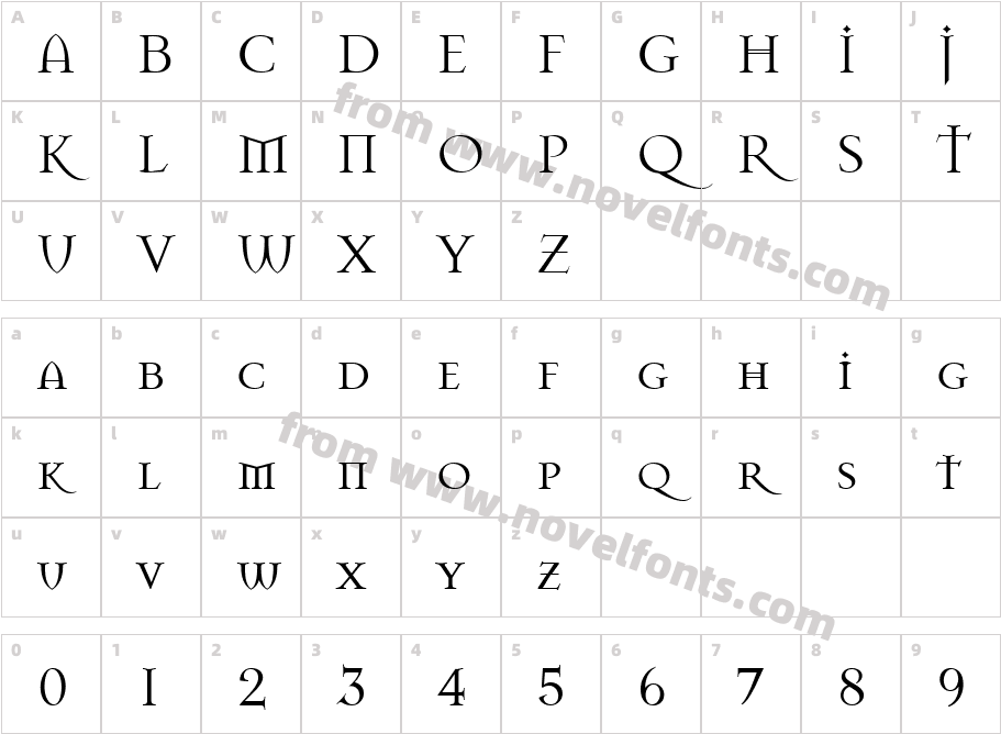Mason RegularCharacter Map