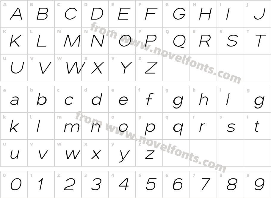 Maxine Sans Light ItalicCharacter Map