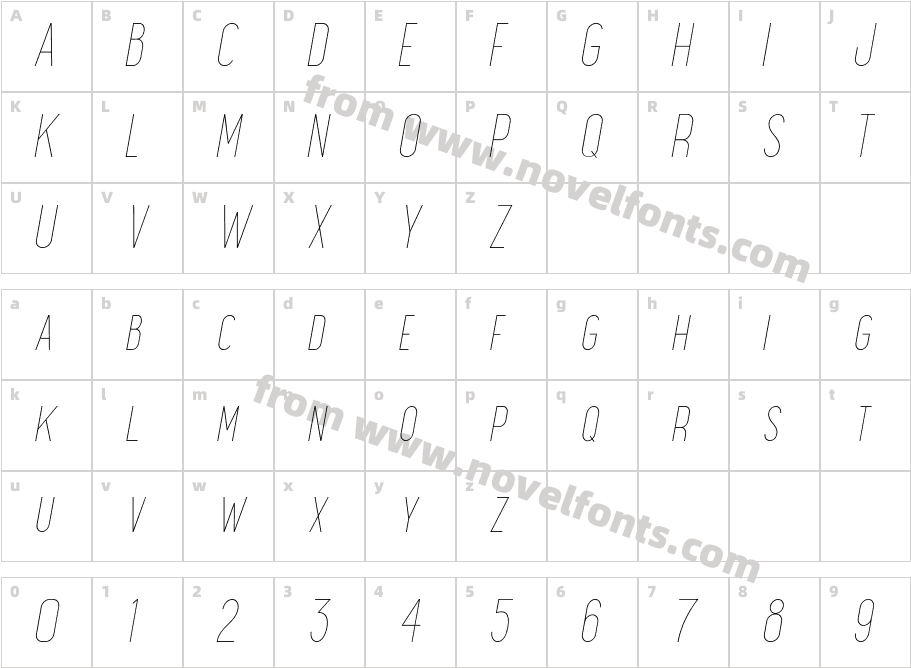 Maxwell Sm Caps Ultra Light ItalicCharacter Map