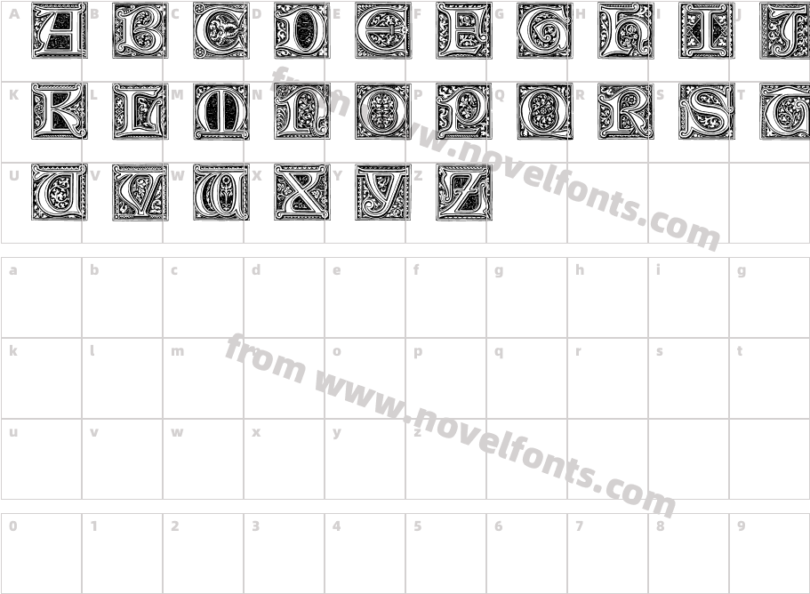 Medieval Victoriana No.1Character Map