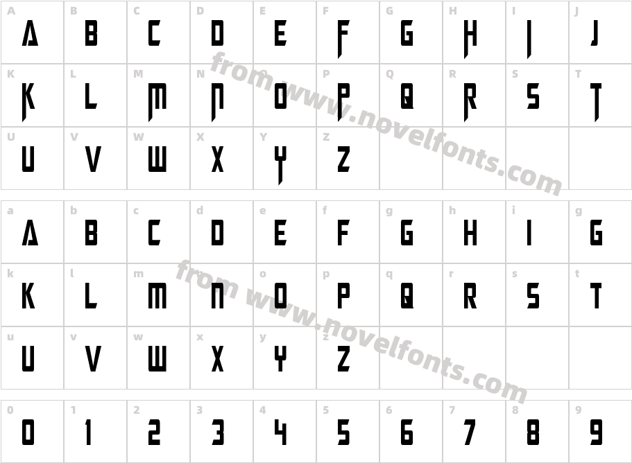 Megatron CondensedCharacter Map