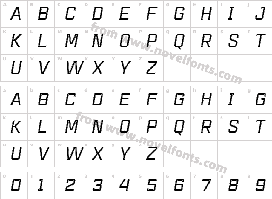 Mensura Titling4 ItalicCharacter Map
