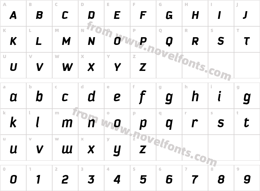 Kautiva Uni Bold ItalicCharacter Map