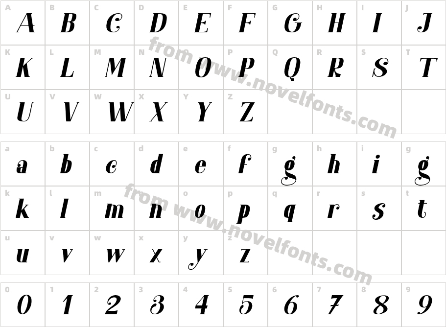 Mextpro Slant RegularCharacter Map