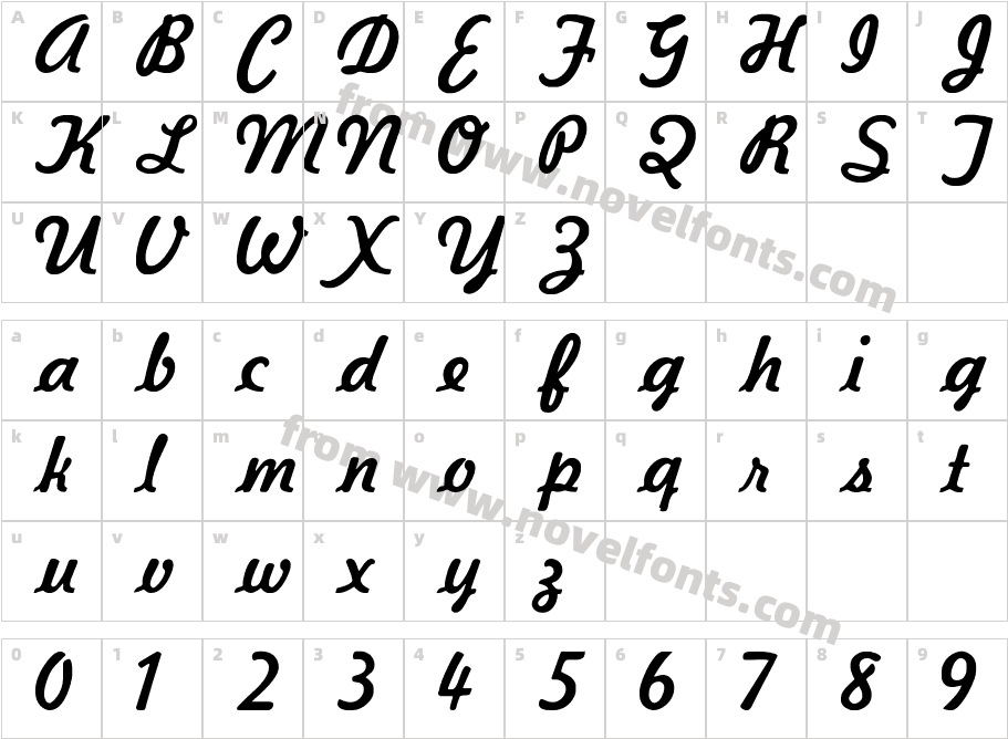 KavalerKursiveCharacter Map