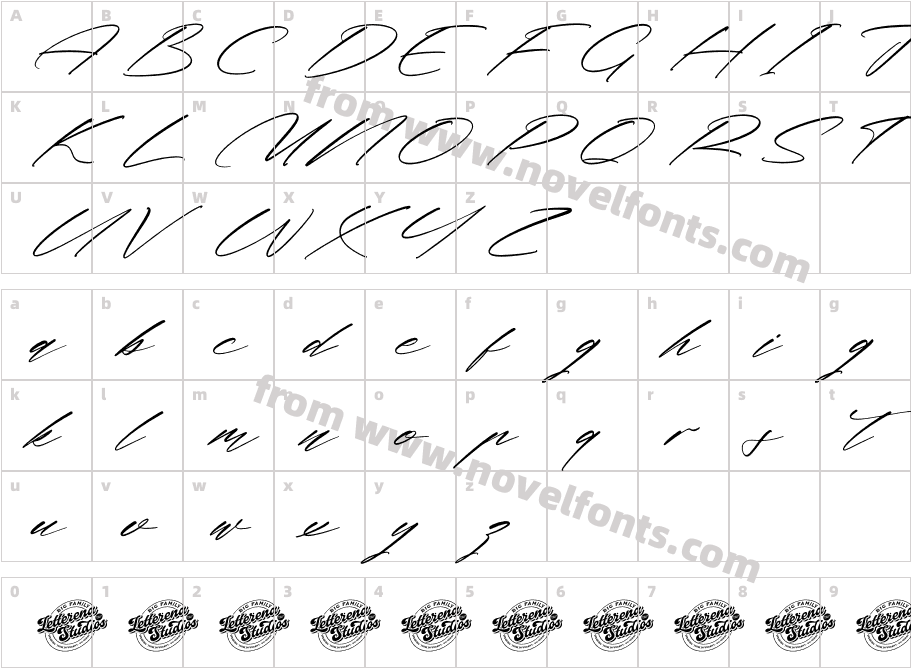Midnight Realtime DEMO VERSION ItalicCharacter Map