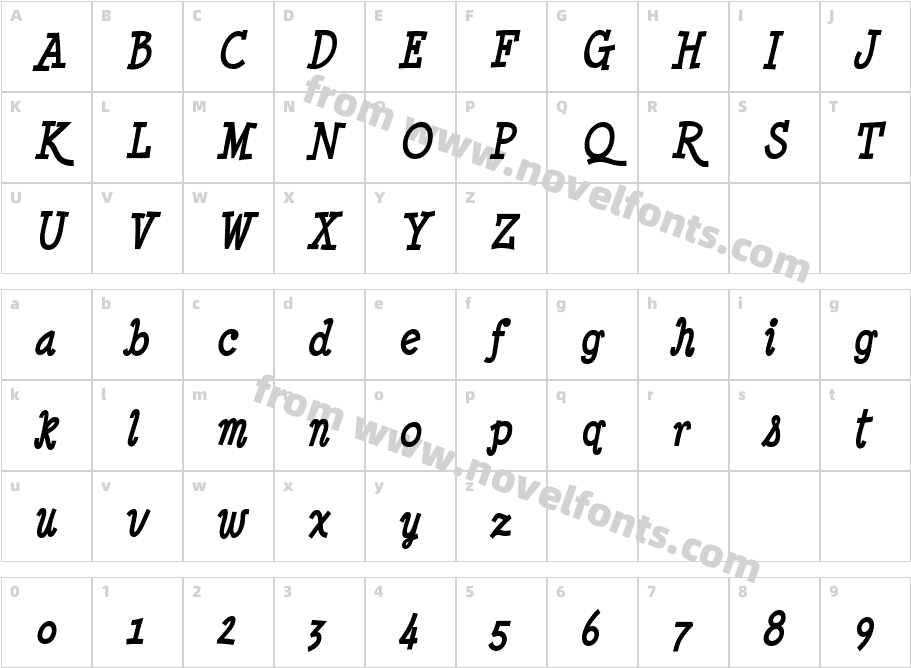 Minya Nouvelle Bold ItalicCharacter Map