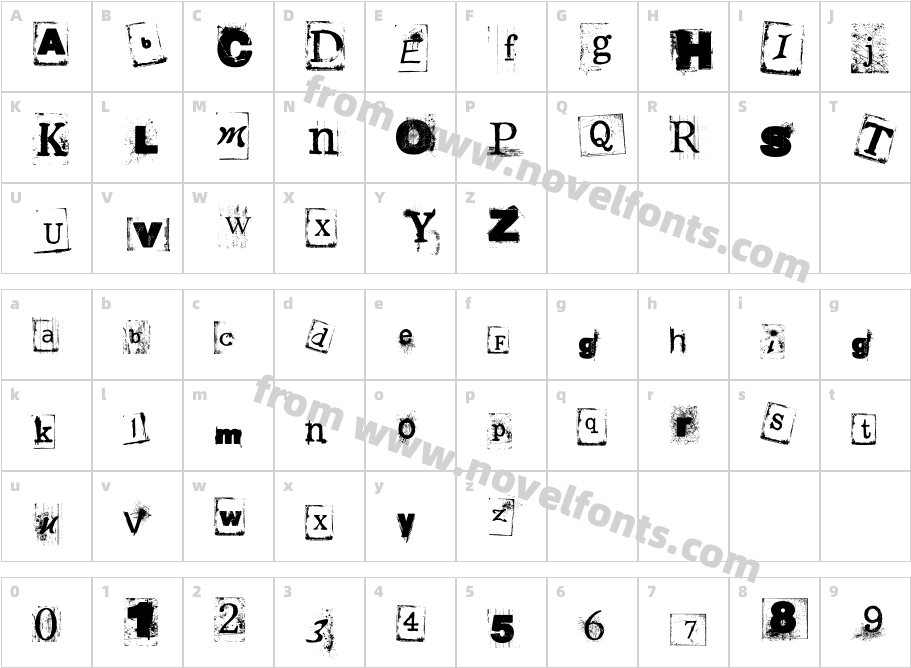 Misfit FontCharacter Map