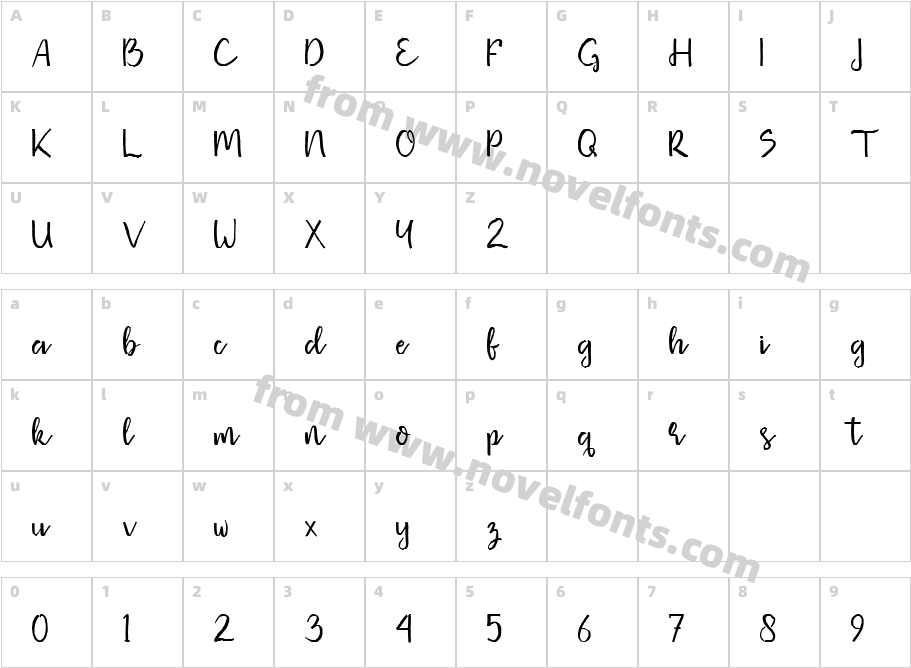 Missaki TypefaceCharacter Map