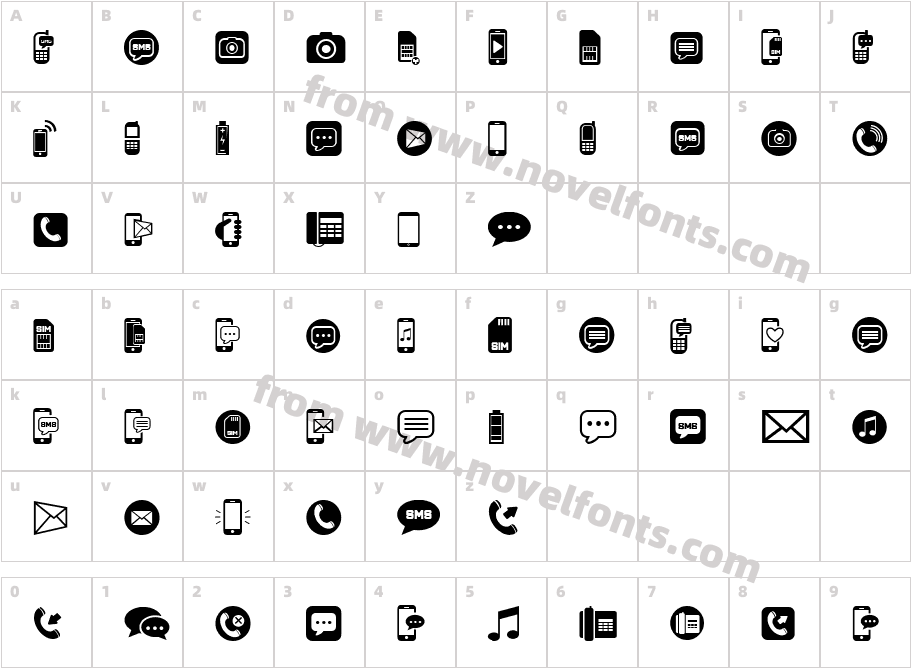 Mobile Icons RegularCharacter Map