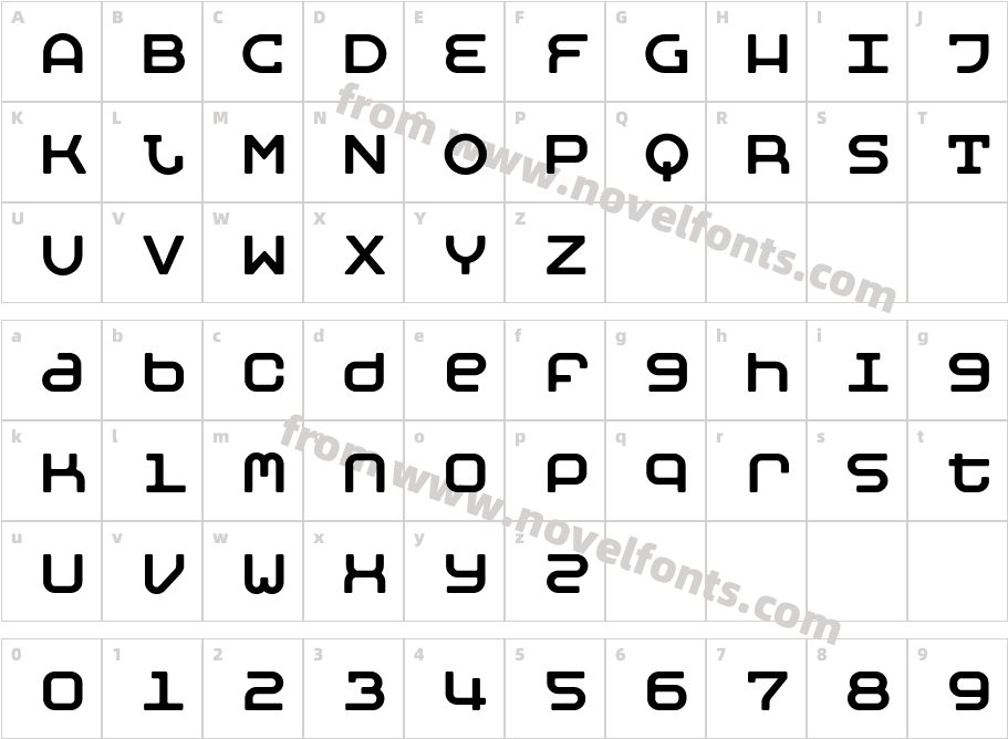Moby MonospaceCharacter Map