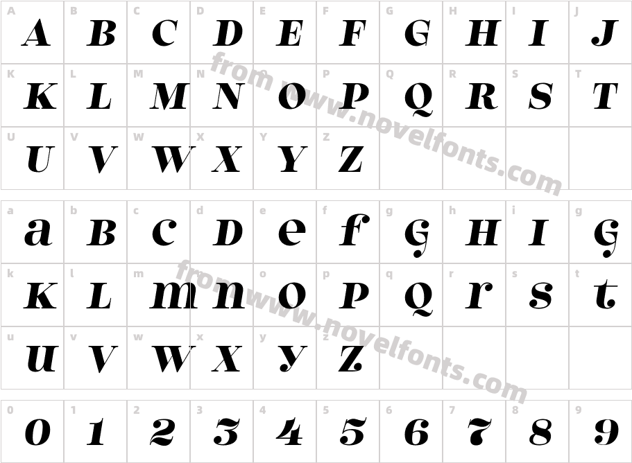 Model 4F Unicase Bold ItalicCharacter Map