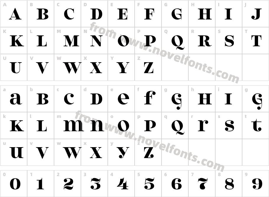 Model 4F Unicase BoldCharacter Map