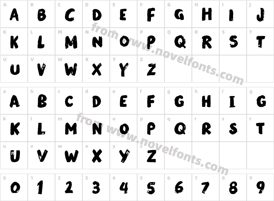 Modern Brush RegularCharacter Map