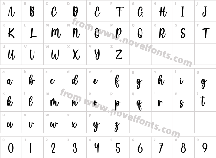 Modesta RegularCharacter Map