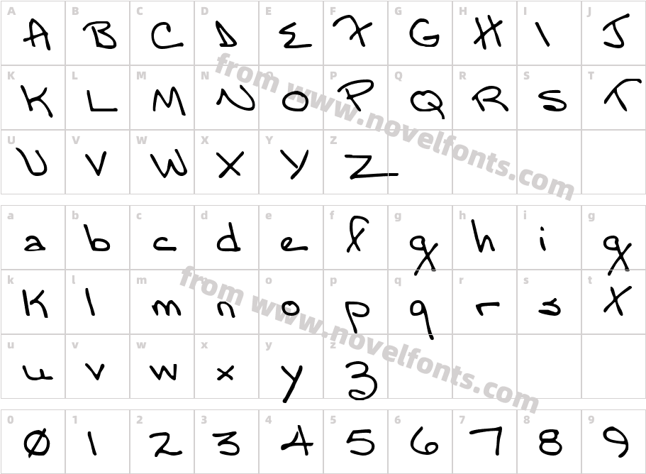 Moms Font HandCharacter Map