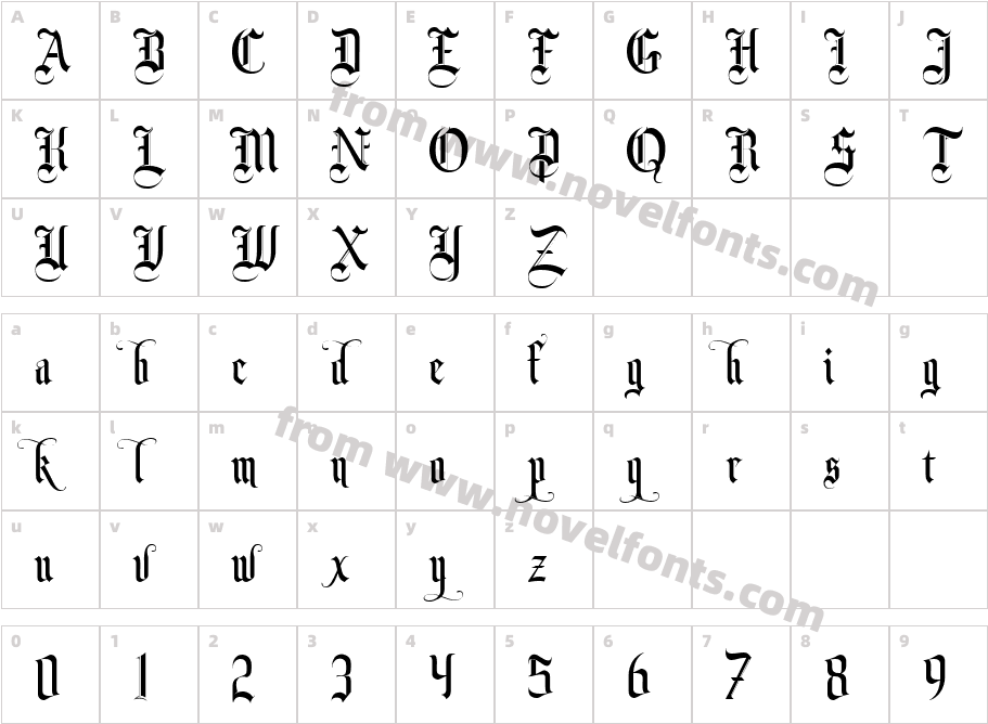 Monk GothicCharacter Map