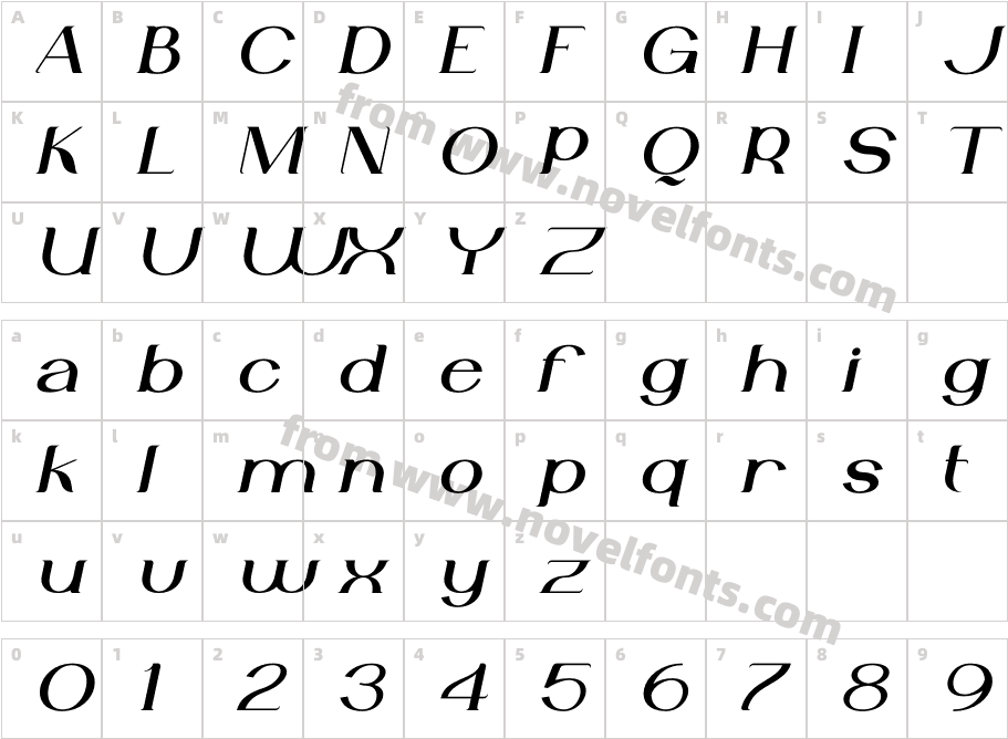 Monstellar ItalicCharacter Map