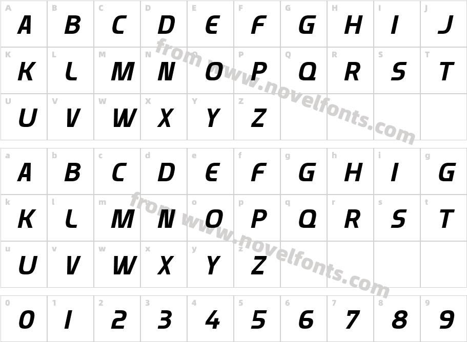 Munistic ItalicCharacter Map