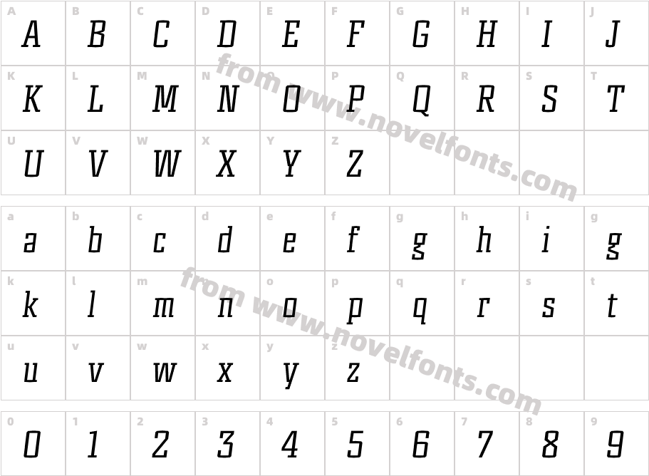 Murray Slab ItalicCharacter Map