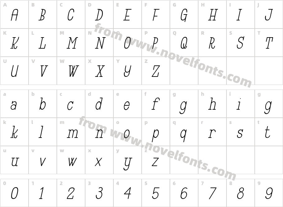 Mussa ItalicCharacter Map