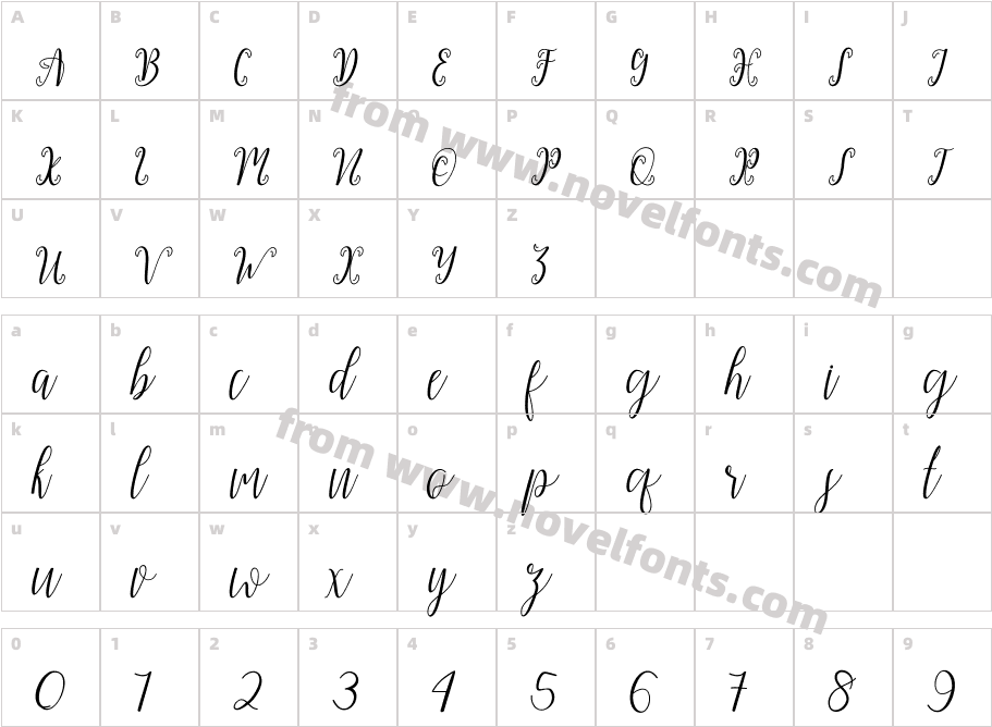 My Darling ScriptCharacter Map