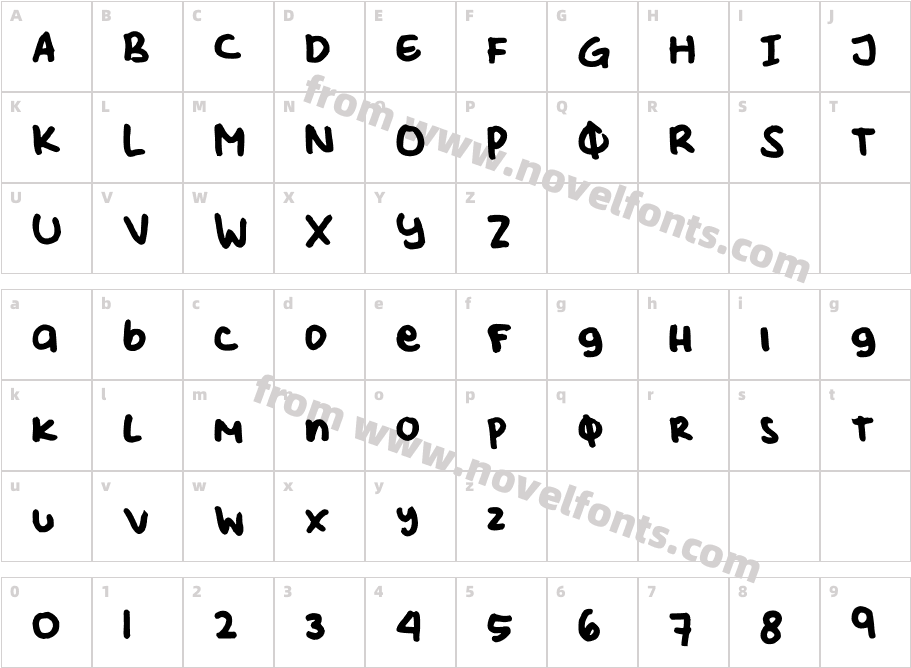 My Script FontCharacter Map