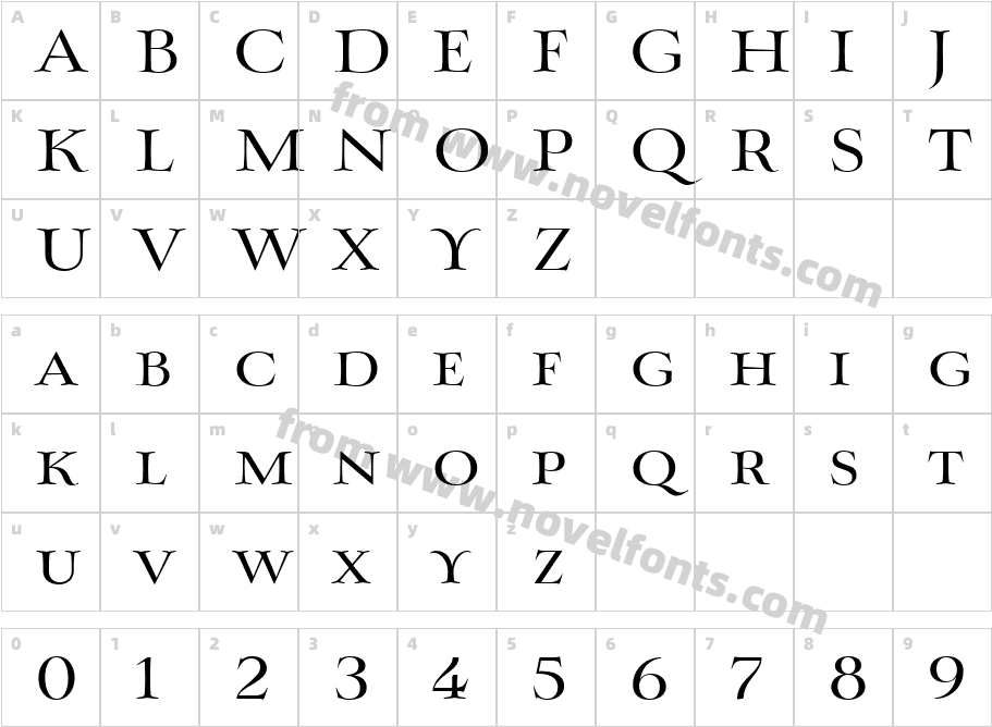 Mynaruse MediumCharacter Map