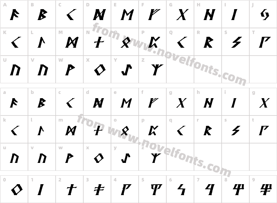 Kehdrai ItalicCharacter Map