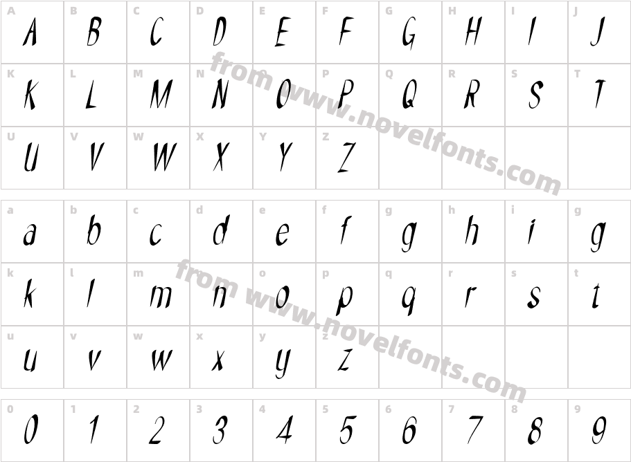 NYOEHOKA ItalicCharacter Map