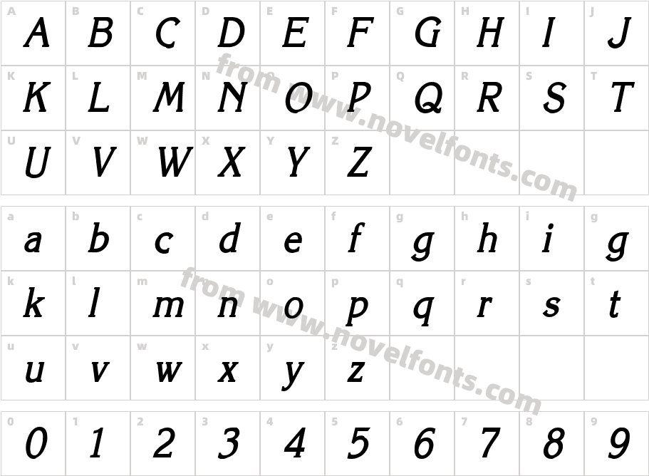 Keira Condensed Bold ItalicCharacter Map