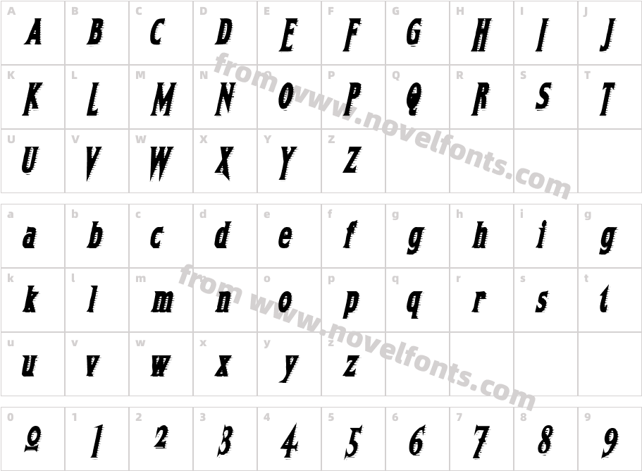 Natural Dark EngravedCharacter Map