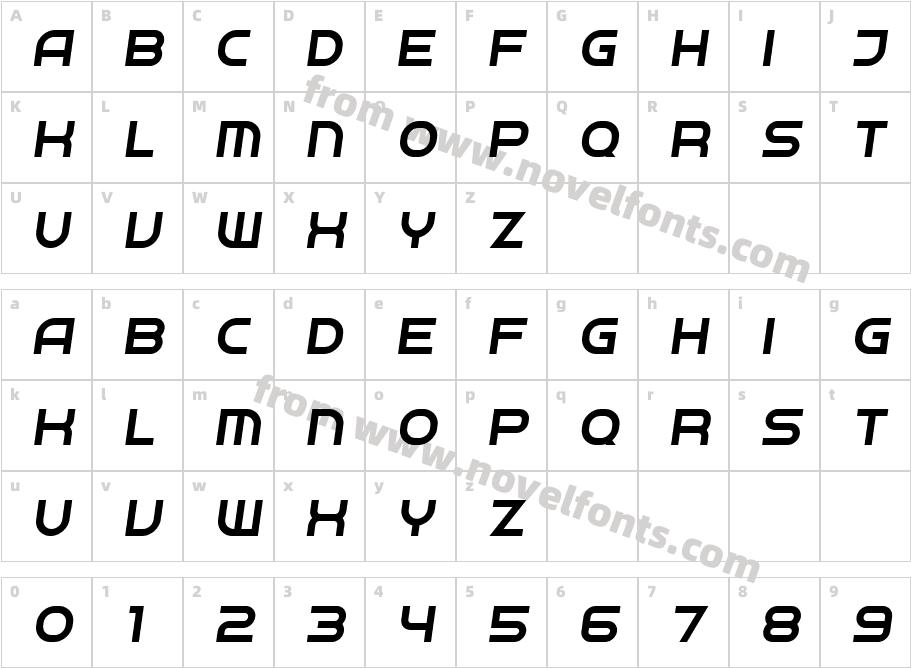 Neighbor Light ItalicCharacter Map