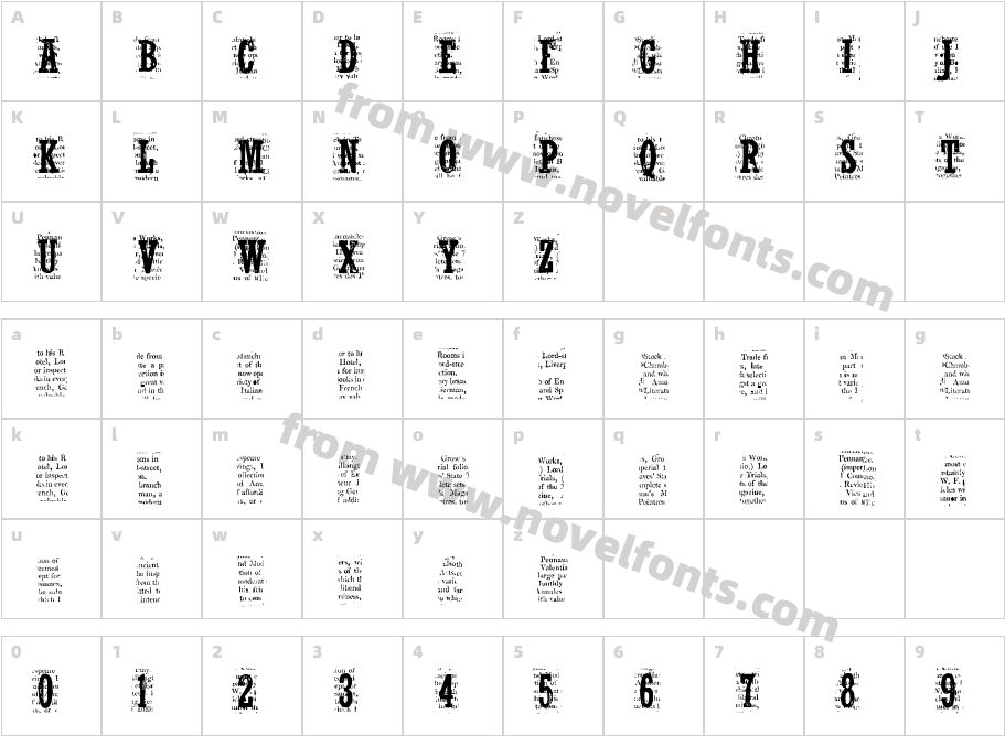 Nelson Old News Paper RegularCharacter Map