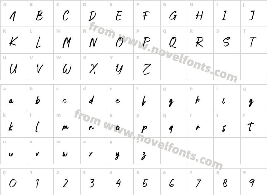 Neo Brushly Personal Use RegularCharacter Map