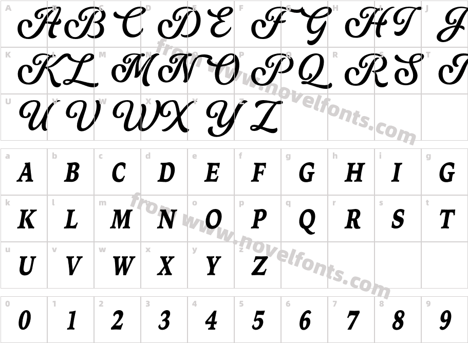 Neue Yokarto ItalicCharacter Map