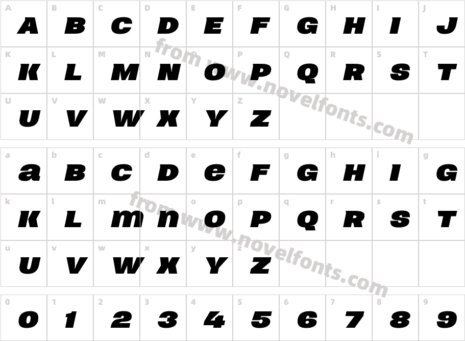 Neultica 4F Black ItalicCharacter Map