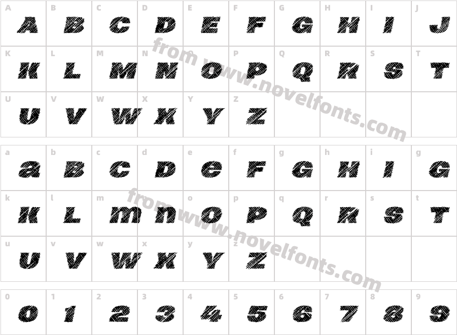 Neultica 4F Scratched Black ItalicCharacter Map
