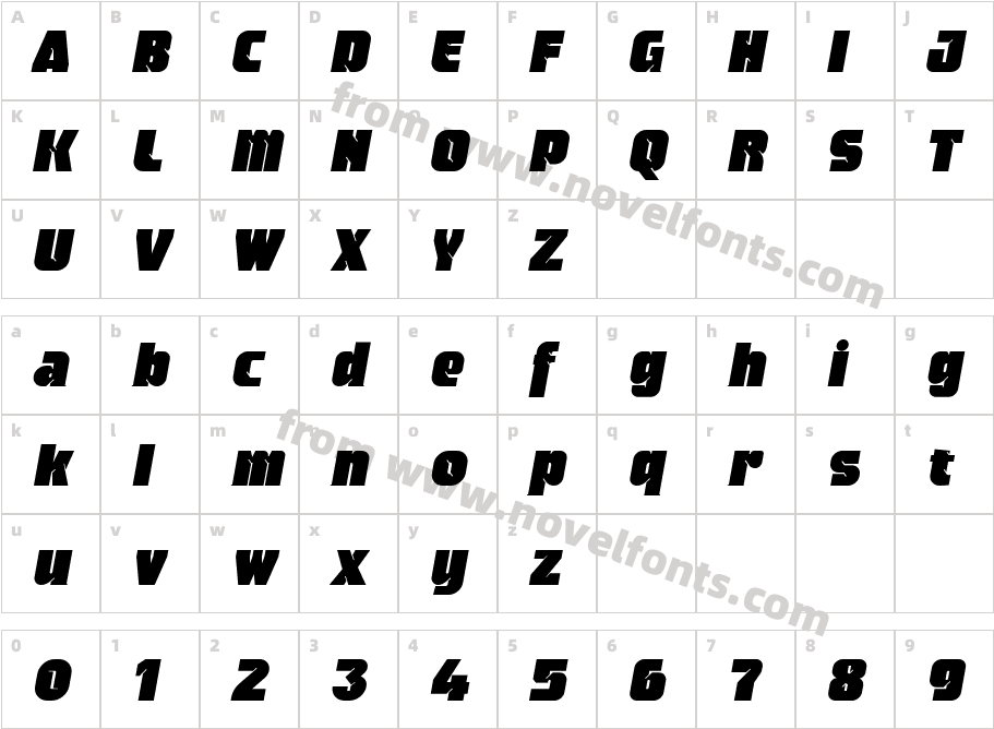 Neverlusen Regular Italic FreeCharacter Map