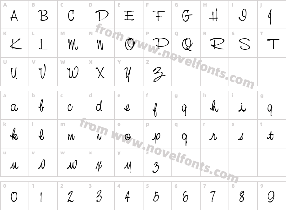 Nevison Casual Script RegularCharacter Map