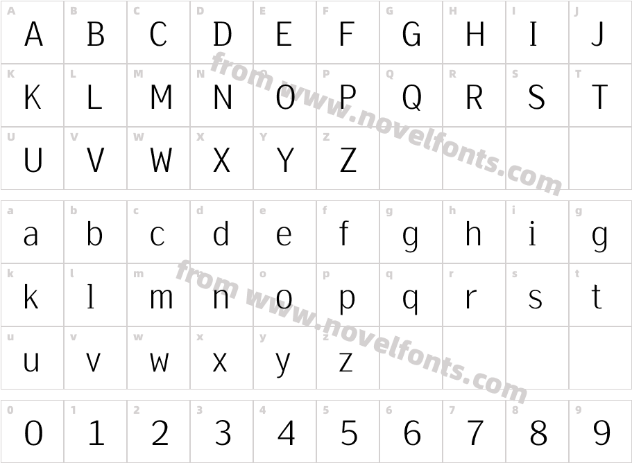 New Son Gothic No1Character Map