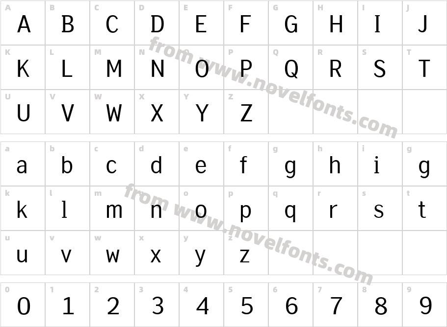 New Son Gothic No2Character Map