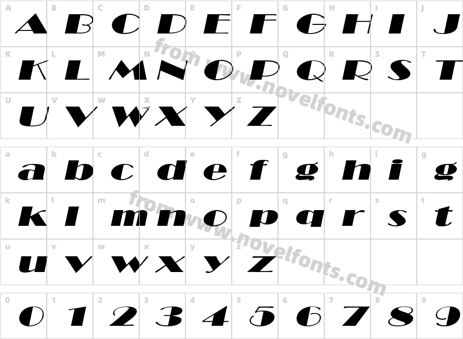 New York Deco Extended ObliqueSWFTECharacter Map