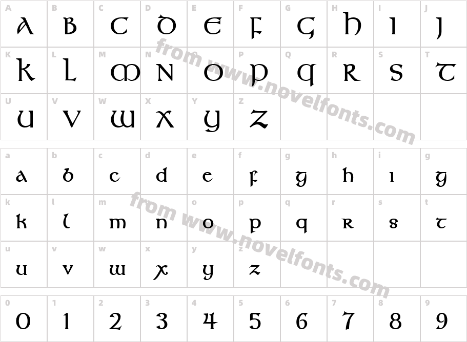 Kelt BoldCharacter Map