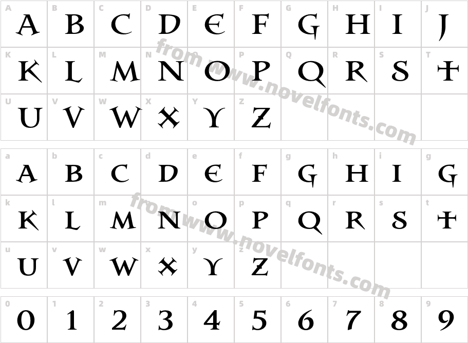 Newcomen BoldCharacter Map