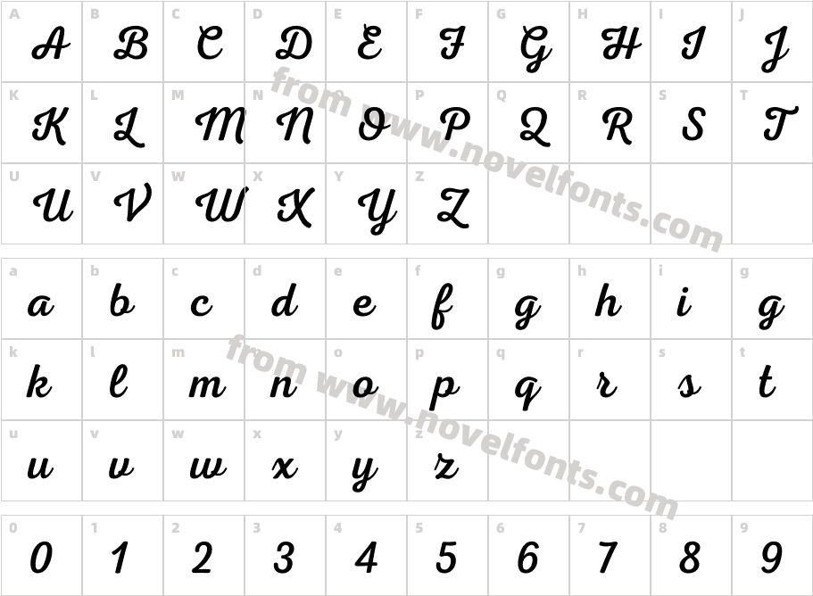 Nexa Script RegularCharacter Map