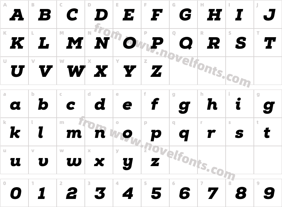Nexa Slab Black ItalicCharacter Map
