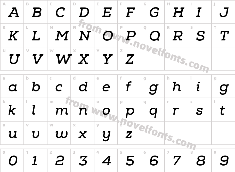 Nexa Slab Bold ItalicCharacter Map